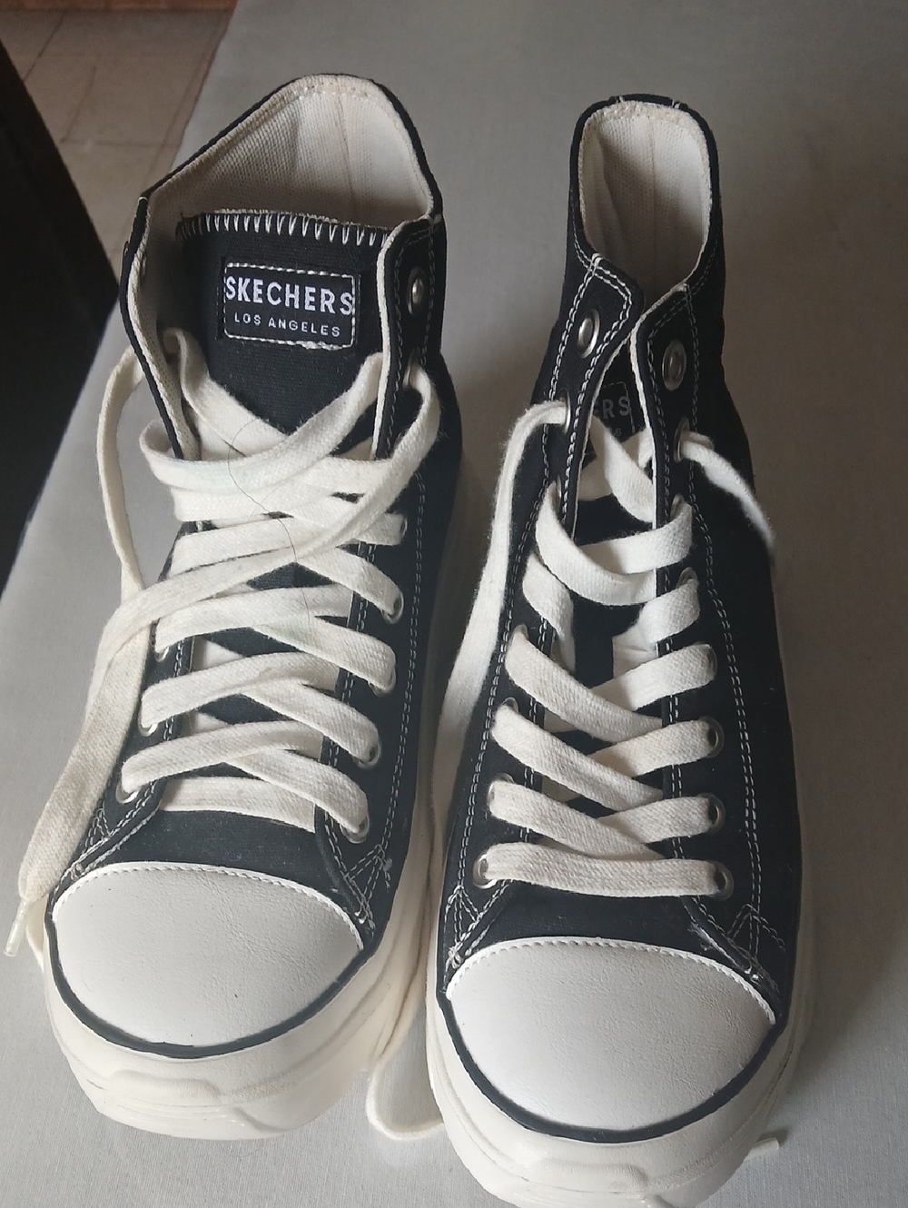 Skechers Black and White High-Top Platform Sneakers - Picture 3 of 7